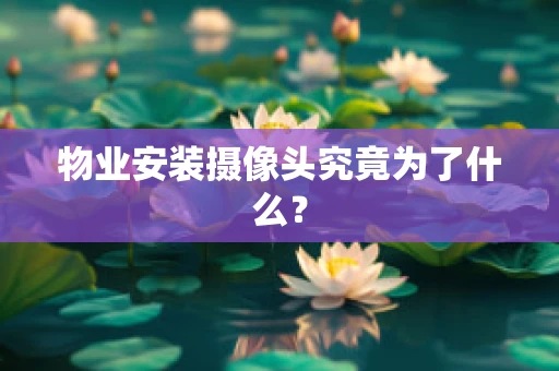物业安装摄像头究竟为了什么？