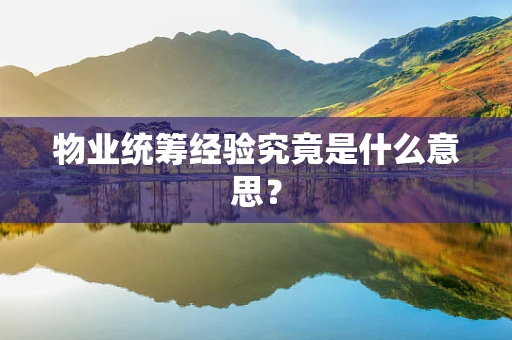 物业统筹经验究竟是什么意思？