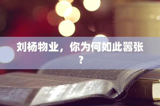 刘杨物业，你为何如此嚣张？