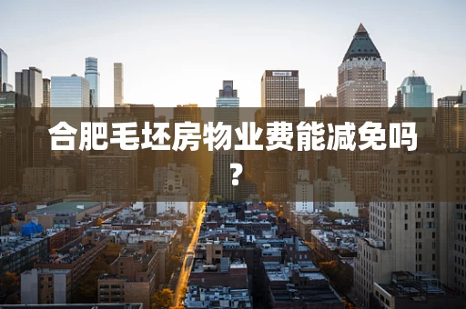 合肥毛坯房物业费能减免吗？