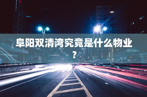阜阳双清湾究竟是什么物业？