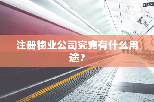 注册物业公司究竟有什么用途？
