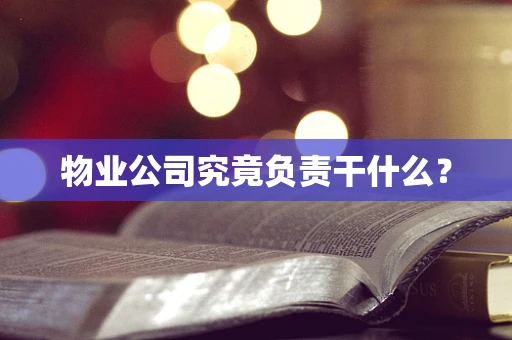 物业公司究竟负责干什么？