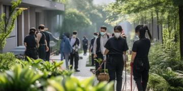 郑州一小区物业人员都戴口罩吗？